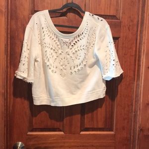 Free People cropped off white. colored sweatshirt.